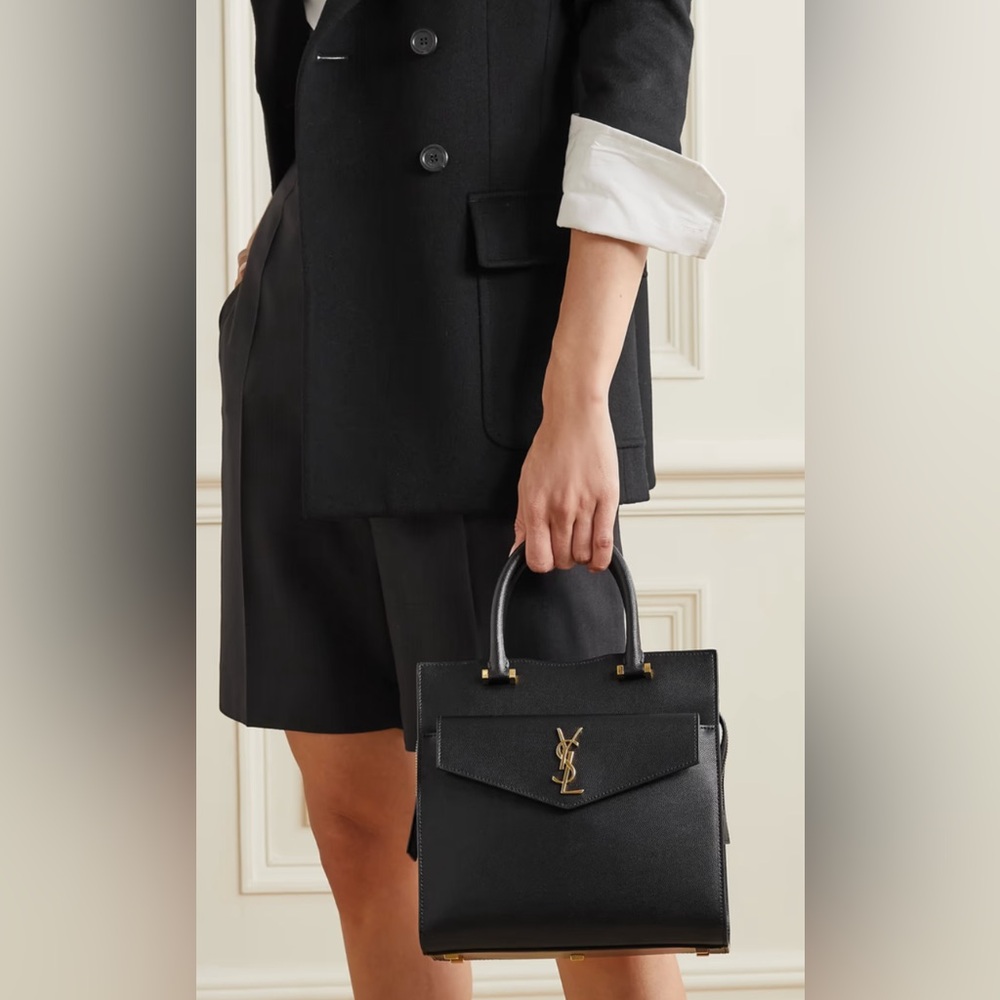 SOLD❤️Saint Laurent YSL Uptown Small Black Monogram Top Handle Bag + Clutch - Picture 4 of 16